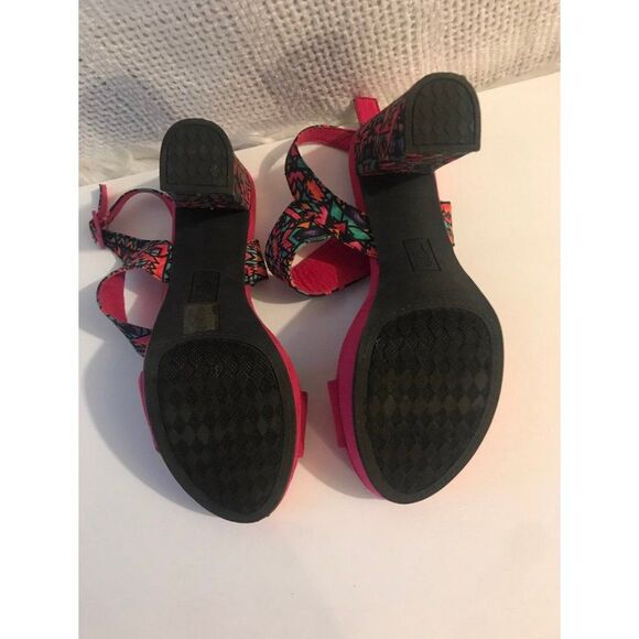 Rocket dog bright pink floral y2k style chunky heels with straps size 8 - Picture 8 of 8